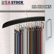24 Tie Wooden Belt Hanger Belt Scarf Holder Closet Organizer Rack Hanger Hook US