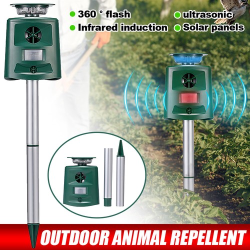 360° Solar Power Ultrasonic Animal Repeller for Dog Bird Mouse Cat Rechargeable - Bild 4 von 14