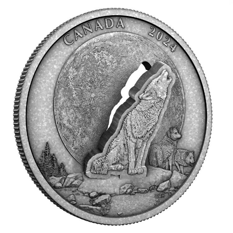 The Howling Wolf 2024 $30 2 oz Fine Silver Coin Royal Canadian