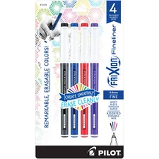 Pilot Marker Pen Frixion Fineliner 0.6 mm Assorted Erasable, Pack of 4 12478