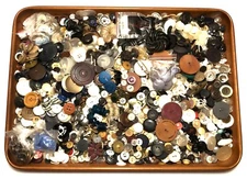 Huge Lot : Antique Vintage & Modern Buttons (Many Colors/Shapes/Materials/Sizes)