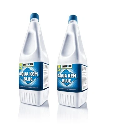 AQUA KEM 2 LITRI THETFORD LIQUIDO SERBATOIO ACQUE NERE WC CAMPER OFFERTA 2 PEZZI