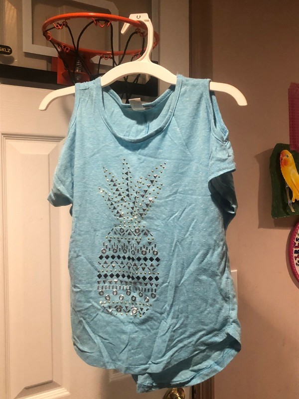  Girls Self Esteem Blue Short Sleeve Shirt Size L 