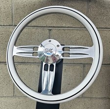 14 Billet Double Barrel Hydro Dipped Striped White Steering Wheel And Gmc Horn 14 Billet Double Barrel Hydro Dipped Striped White Steering Wheel And Gmc Horn