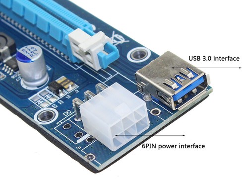 PCI-E 1x auf 16x Riser Card Mining/Rendering-Kit Pro USB 3.0 6PIN DIE NEUSTE VER - Bild 4 von 9