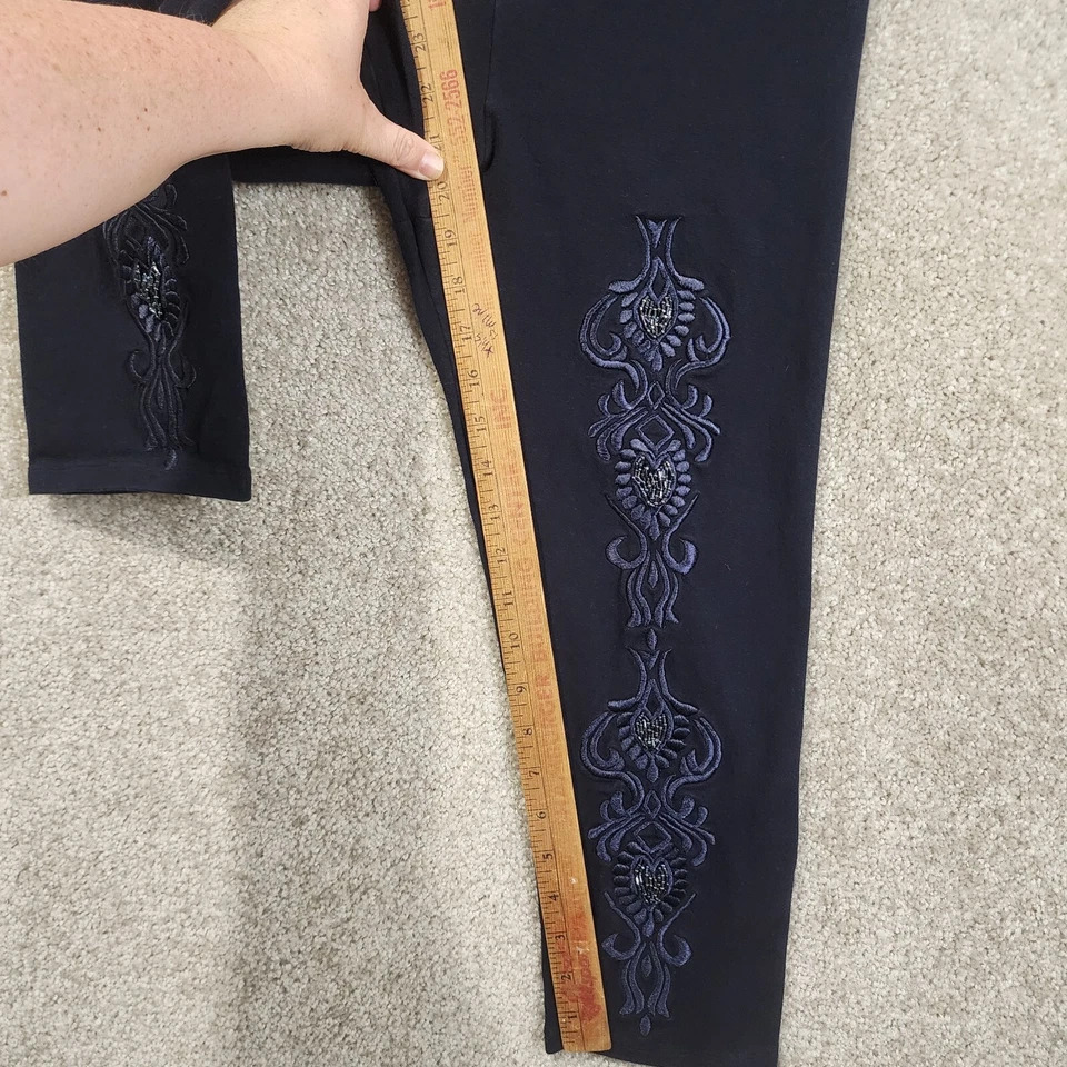 Pantalón Legging Brazil Roxx Azul Encaje Bordado Capri Talla M Minorista $169 Brazilroxx Foto 3 de 4