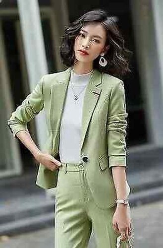 Tailleur Femme Élégant Curvy Manches Longues Pantalon Et