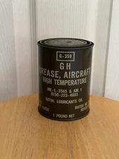 US Army Green Metal Can GH Grease Aircraft High Temp 1 lb Full 8/57