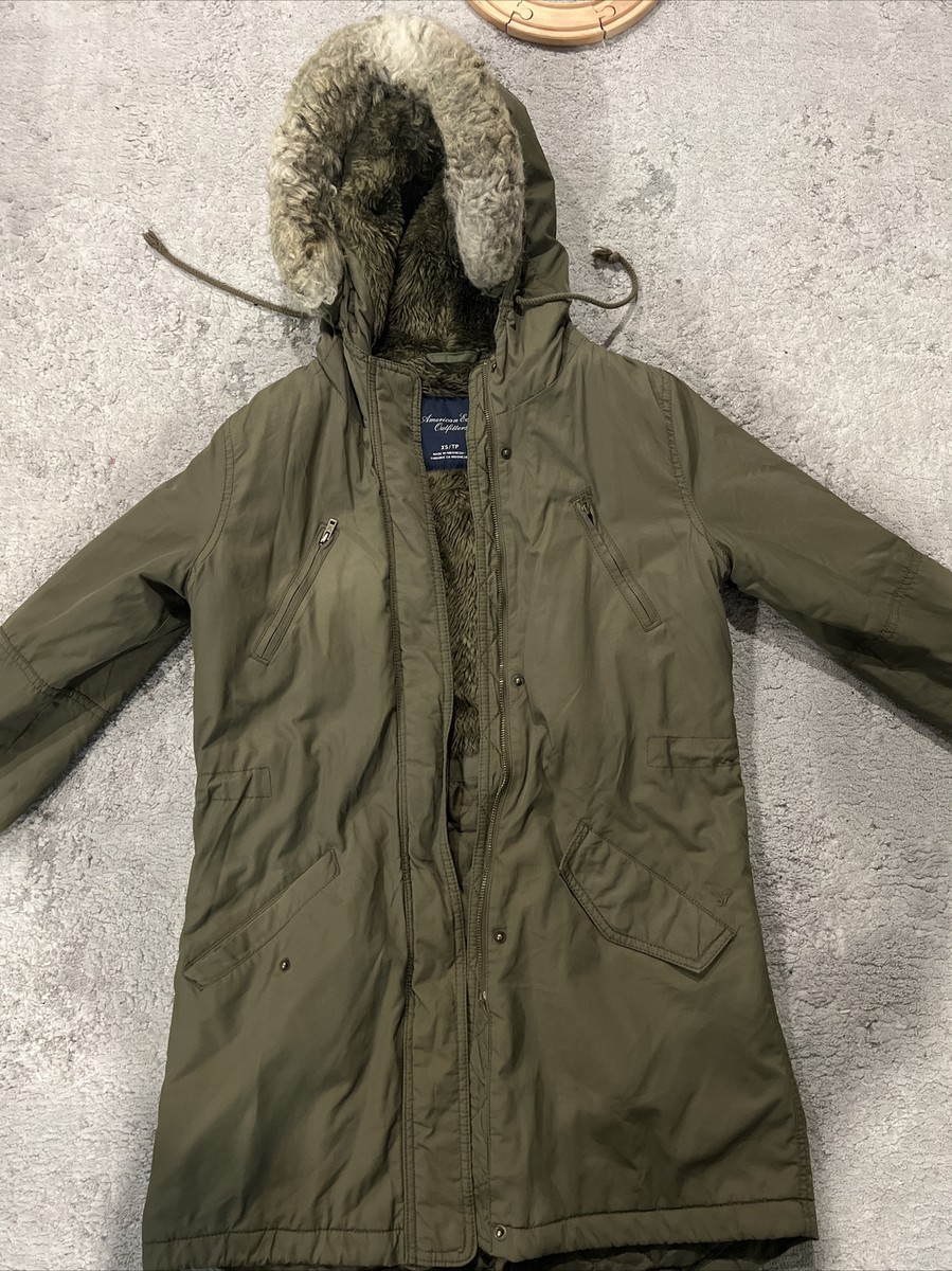 American Eagle Women's Size XS Coat Jacket Faux Fur Hood