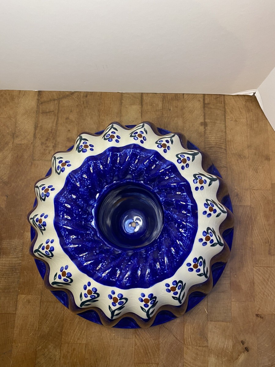 9” Boleslawiec Wiza Polish pottery Flowers Bundt Pan Babka Mold
