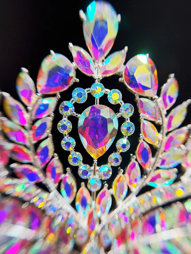 Corona de cristal de diamante, corona de quinceañera, tiara de boda de plata, tocado de novia Foto 3 de 4