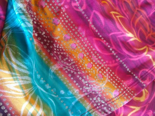 Christina Tankini Swim Top Womens 12 Multicolored Floral Rainbow W/Gold Glitter - Picture 3 of 6