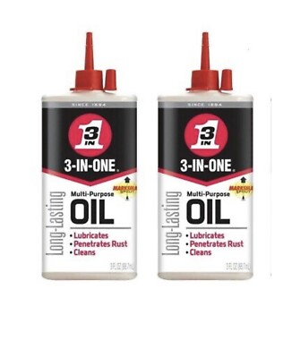 2 Bottle 3 IN ONE Multi purpose Oil Long Lasting Lubricant Precision Drip 3oz 