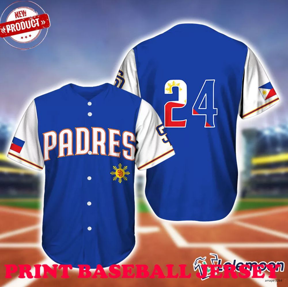 Padres Filipino Heritage Celebration Giveaway 2024 Fanmade Baseball Jersey  S-5XL