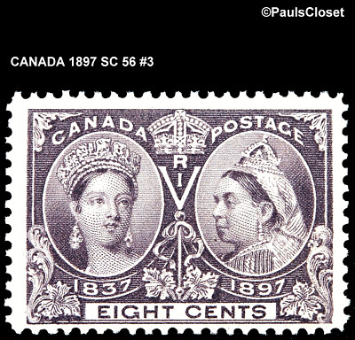 CANADA 1897 SC 56 JUBILEE ISSUE 8¢ DARK VIOLET MNH OG FINE/VERY FINE #3 ...