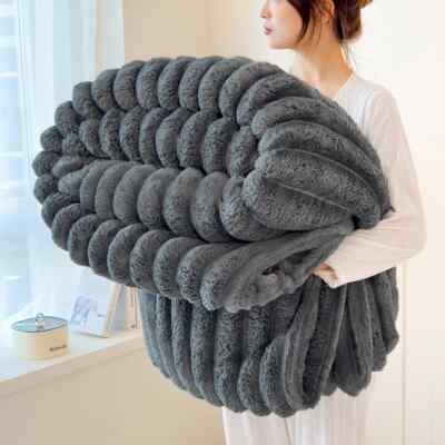 Großer Kunstfell Warm Fleece Überwurf Weich Schlafsofa Nerz Decke Double & King