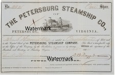 Confederate Blockade Runner Stock Certificate PETERSBURG STEAMSHIP REPRODUCTION