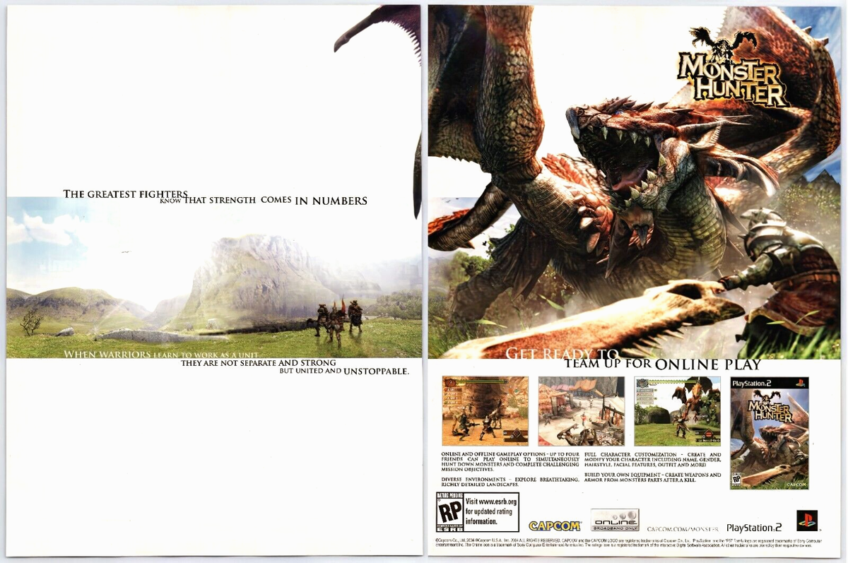 Vintage Print Ad 2004 Monster Hunter PS2 Original Video Game Promo