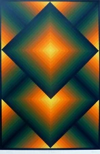JURGEN PETERS Top Square 1980 SIGNED HAND NUMBERED SERIGRAPH op Art Jürgen