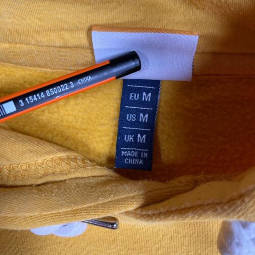 Ellesse Hoodie Mens Medium Yellow Logo Fleece Lined Gym Casual Jumper Top - Picture 6 of 16