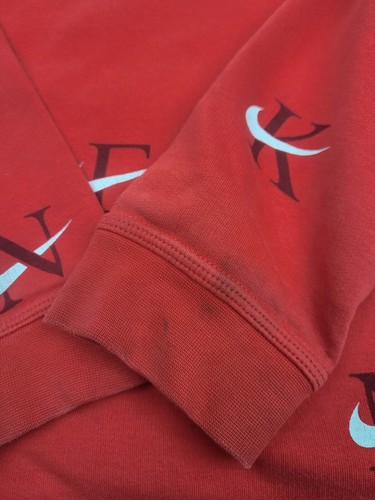 Nike Sportswear Hoodie Boys Extra Large Red AOP Swoosh Spellout Lightweight Flaw - Picture 7 of 8