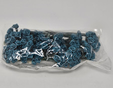 Lot 144 pcs Mini Tiny Teal Satin Ribbon Roses Flowers 10mm 3/8" on Wire Stem