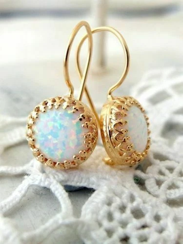 Opal Dangle/Drop Copper Costume Earrings