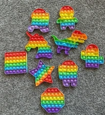 9 Rainbow Popits Fidget Toy Sensory Stress Relief