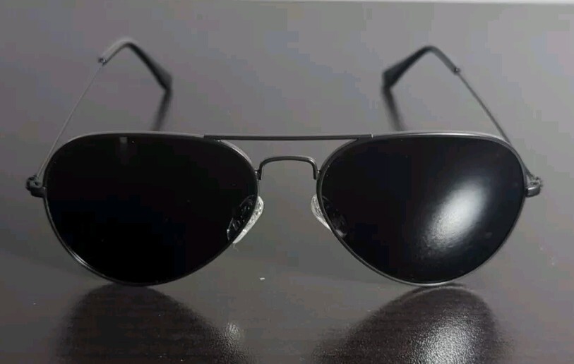 Aviator Sunglasses Men's Metal Black Thin, Brand New-image