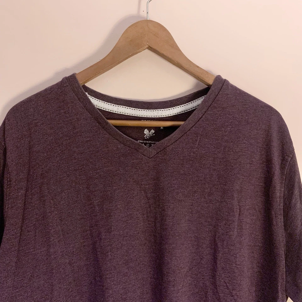 Camiseta masculina CACTUS gola V • Camiseta manga curta roxa escura tamanho XL EUC OBO - Imagem 3 de 4