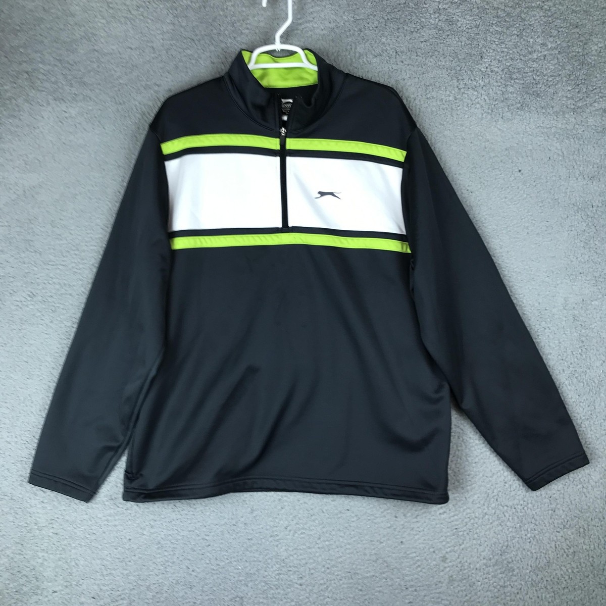 Slazenger Pullover Mens XL Black White Colorblock Quarter Zip