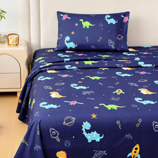 Kids Twin Sheet Set Dinosaur, 3 Pieces Sheets for Boys  Girls, Soft Printed Mic