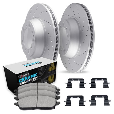 For Volkswagen Golf R 12-13 Drilled Front Brake Kit w Euro Ceramic Pads
