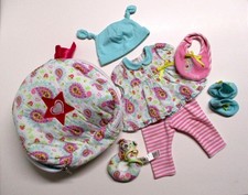 American Girl Bitty Baby 2016 Starter Set Pink Paisley Bib Toy Hat Dress Booties