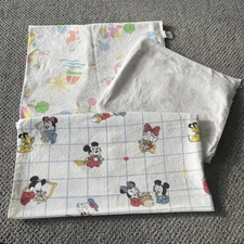 Vintage Infant Baby Receiving Blankets. Disney, Cuddle Time, Baby Mickey. Cotton