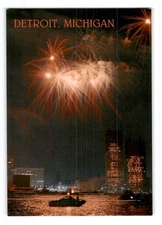 Detroit Fireworks Display, Detroit, Michigan, Postcard