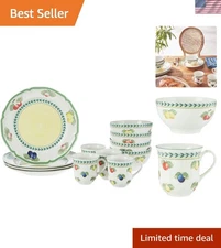 Elegant Floral 12-Piece Dinnerware Set - Dishwasher Safe,