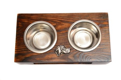 Pointer - Holzständer mit Hundenäpfen, Stahl-Hundenäpfe, ein Geschenk zur Adopti