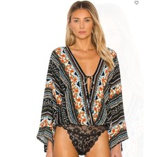 EUC Free People Intimately Women's Floral Dolman Sleeve For You Bodysuit XS