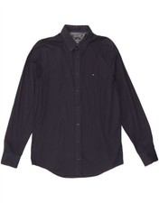 TOMMY HILFIGER Mens Slim Fit Shirt Large Navy Blue Cotton AQ04