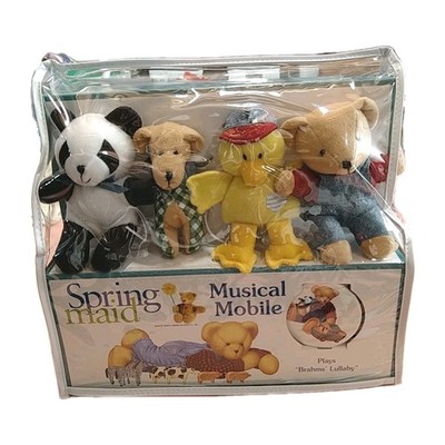 Vintage 2000 Springmaid Baby Crib Musical Mobile Blue Jean Teddy Bear New In Box