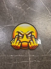 Angry Smiley Face Dual Middle Fingers UVDTF Decal Sticker Full Color Waterproof