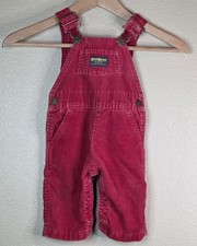 Vtg 80s 90s OshKosh B  Gosh Bright Red Corduroy Vestbak Overalls Baby 6M USA Made