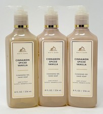 3 BATH  BODY WORKS CINNAMON SPICED VANILLA CLEANSING GEL HAND SOAP WASH 8 OZ