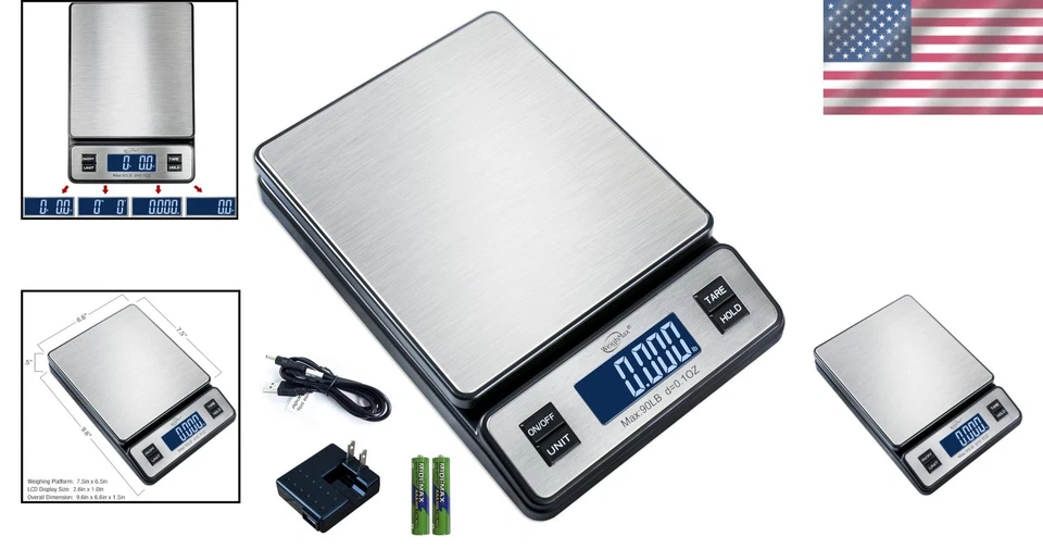 Durable Shipping Scale with Tare Function - 90 LB Stainless Steel Digital Scale - Image 2 of 4
