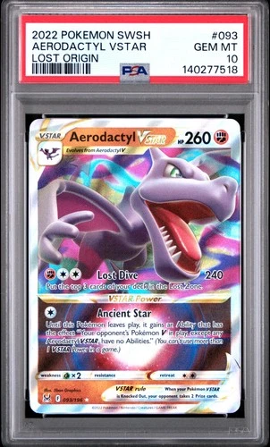 2022 POKEMON SWORD & SHIELD LOST ORIGIN #093 AERODACTYL VSTAR PSA 10