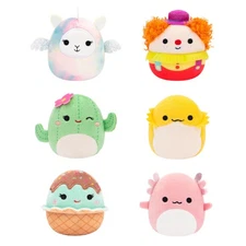 Squishmallows Micromallows 6 Pack Tiny Plush Figures Axolotl Clown Llama Cact...