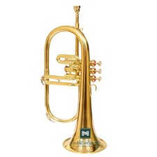 Bb 3 Valve Flugel Horn Brass Instrument Polished Brass Finish With Hard Case