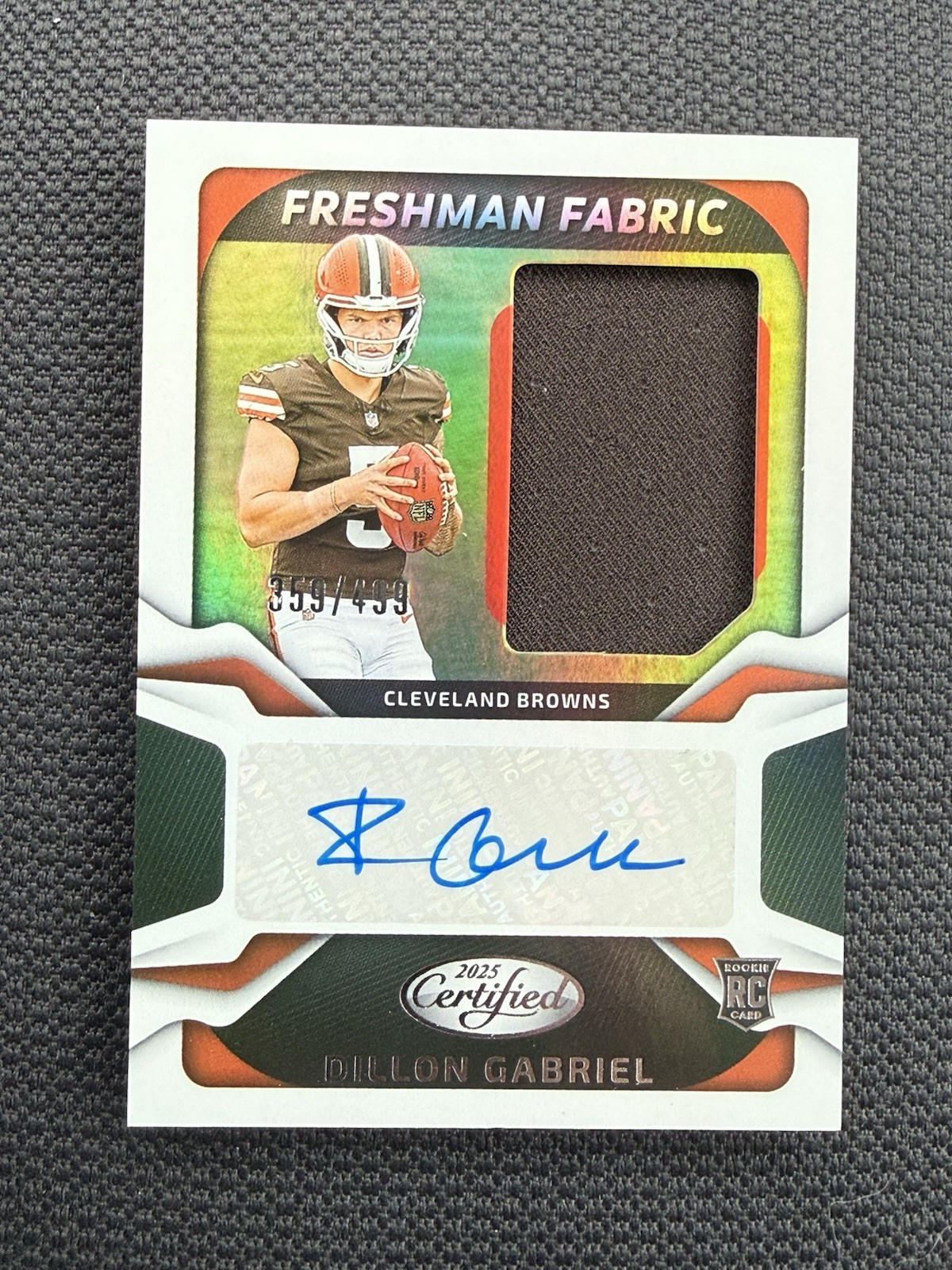 2025 Panini Certified Dillon Gabriel Freshman Fabric RPA Rookie RC Auto /499 CE