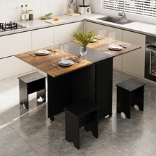 Folding Drop Leaf Dining Set Dining Table with 4 Chairs Kitchen Set 140*80*75vm